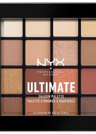 Nyx professional makeup ultimate shadow palette 16 відтінків, warm neutrals, 12.8 г