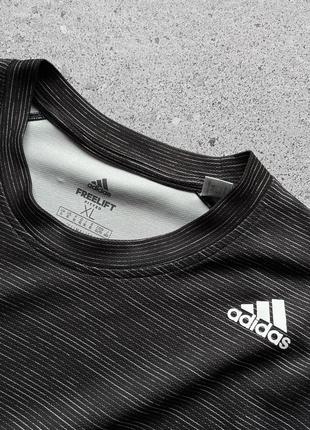 Adidas freelift tech fitted striped heathered sport t-shirt спортивна футболка7 фото