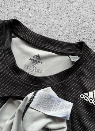 Adidas freelift tech fitted striped heathered sport t-shirt спортивна футболка8 фото