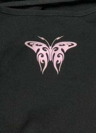 Сукня міні divided чорна з метеликом з цікавою спинкою з боку розріз розмір с7 фото