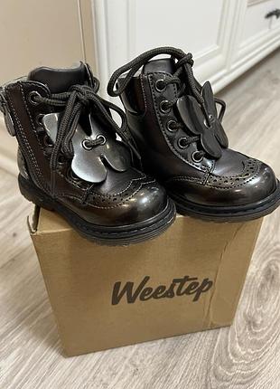 Ботинки демисезонные для девочки с бабочкой webep 21 размер 13 см