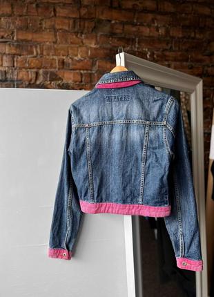 Guess vintage women's y2k blue denim jean jacket made in usa женская, винтажная джинсовка, джинсовая куртка3 фото