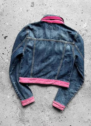 Guess vintage women's y2k blue denim jean jacket made in usa женская, винтажная джинсовка, джинсовая куртка5 фото