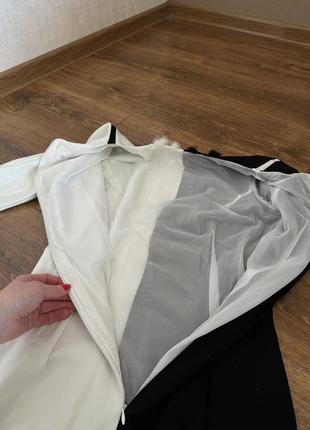 Зимнее черное белое миди платье с меховыми вставками размер 388 фото