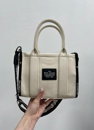 Сумка marc jacobs small tote bag cream/black8 фото