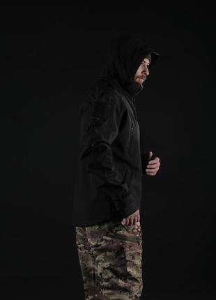 Куртка тактична демісезонна soft shell ”хантер” чорна2 фото