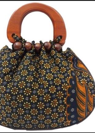 Сумка из ткани djogja classic craft batik с деревянными ручками