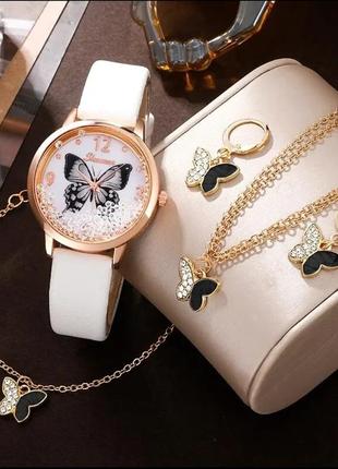 Набір комплект прикрас годинник кулон ланцюжок сережки набор комплект украшений часы кулон цепочка серьги браслет1 фото