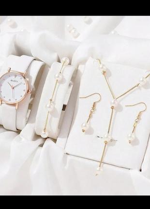 Набір комплект прикрас годинник кулон ланцюжок сережки кільце каблучка набор комплект украшений часы кулон цепочка серьги кольцо кольцо браслет