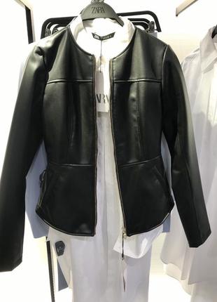 New collection. мега стильная кожаная куртка/пиджак zara.1 фото