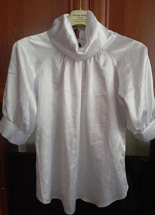 Шелковая блузка белая с поясом4 фото