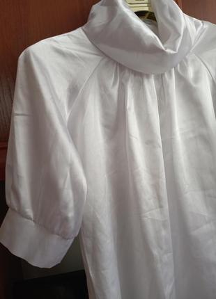 Шелковая блузка белая с поясом5 фото