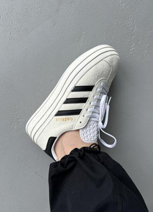 Adidas gazelle bold beige/black/white