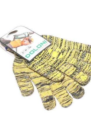 Перчатки "рябушка" с пвх рисунком желтый / серый / желтый70 / 30 10 класс размер 10 (doloni)2 фото