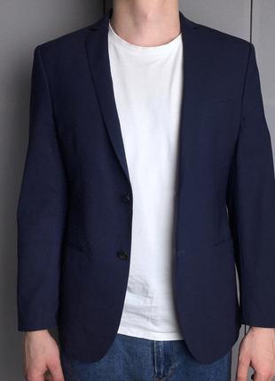 Мужской пиджак винтаж ретро базовый синий шерстяной шерсть мужские мужская