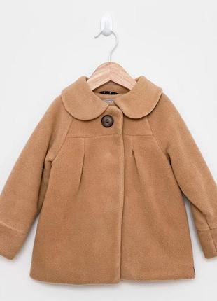 Бежевое кашемировое пальто с подкладкой утепленное пальто плюш демисезонное пальто для девчонки 3-4р
