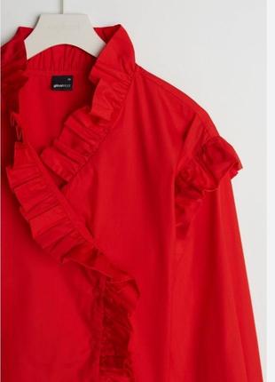 Красная нарядная рубашка блуза блузка с рюшами zara5 фото