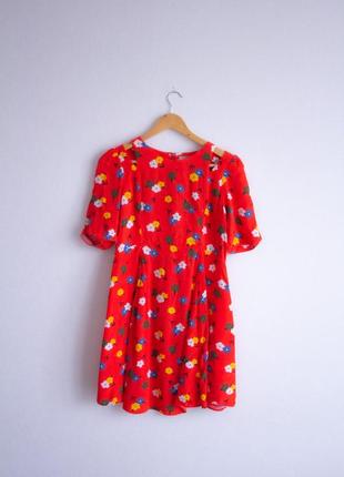 Платье сарафан красный цветочный принт1 фото