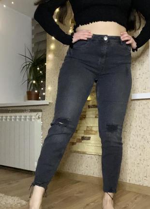 Чорні джинсові штани2 фото