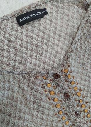 Шифонова блуза аід antik batik, шовк 💯, бохо, етно, вишивка