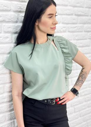 Блузка с оборкой 🌿 +большие размеры блузка рубашка