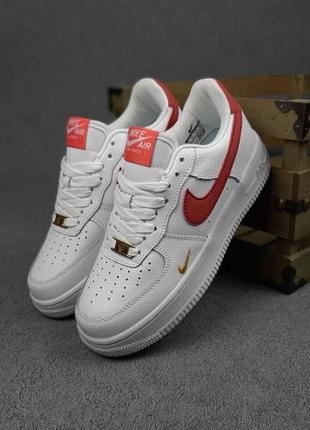 Женские кроссовки nike air force 1 low mini swoosh white burgundy найм форс белого с бордовыми цветами