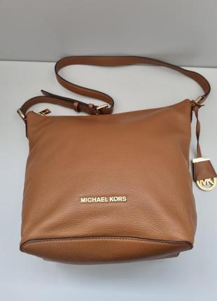 Кожаная сумка michael kors, сумка на плечо, сумка mk, брендовая сумка, сумка хобо michael kors9 фото