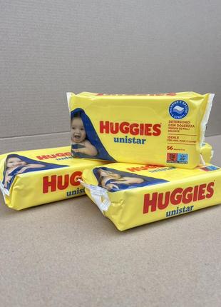 Серветки дитячі huggies unistar 56 шт.1 фото