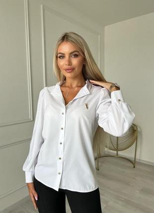 Женская легкая приталенная блузка из ткани софт с рукавом фонарик размеры 42-484 фото