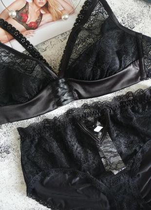 Черный комплект белья intimissimi из кружева с лентами - 75в, 80b4 фото