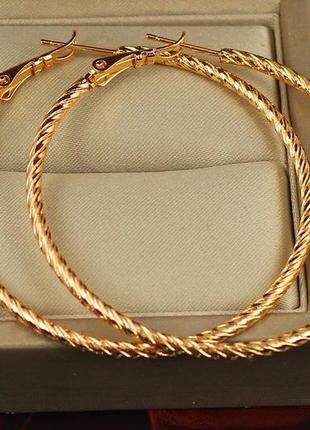 Серьги кольца хuping jewelry вьюнок 5 см золотистые