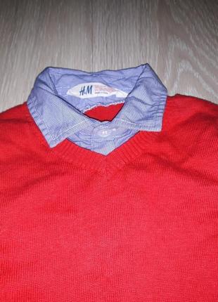 Червоний светр, джемпер обманка h&m на 4-6 років3 фото