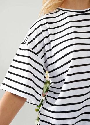 🌟удлиненная футболка в полоску6 фото