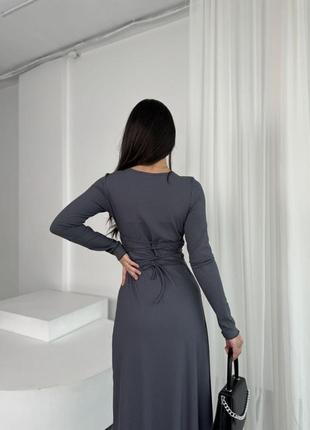 Изысканное длинное платье с завязками по спинке (3063)7 фото