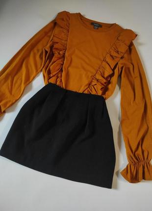 Мини короткая классическая базовая черная юбка с выточками на подкладке манго mango2 фото