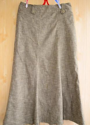 Льон бавовна шикарная натуральная стильная юбка миди макси годе спідниця2 фото