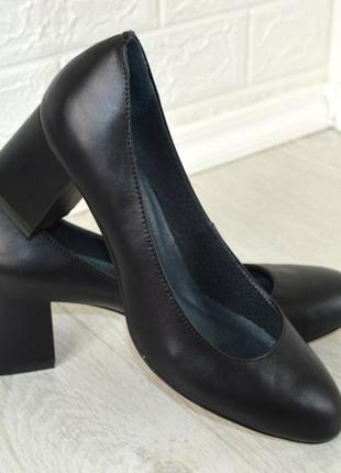 Женские туфли на каблуке чёрные кожаные натуральная кожа замша все цвета 36-43р1 фото