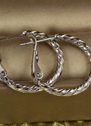 Серьги кольца хuping jewelry крученый жгут 2 см серебристые