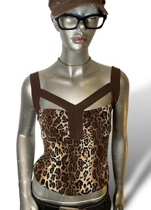 Y2k vintage leopard printed top топ / майка с леопардовым принтом