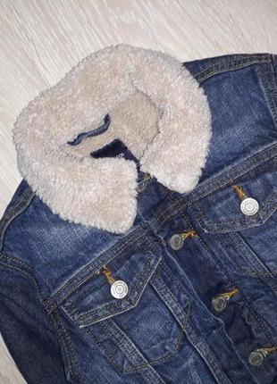 Утеплена джинсова курточка, шерпа gap на 6 років4 фото