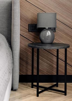 Столики для гостиной в стиле лофт размер s круглий, кофейный стол маленький стильный черный угольный камень
