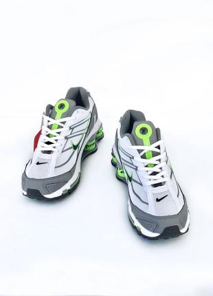 Кроссовки мужские nike supreme shox ride бело-серо-зеленые7 фото