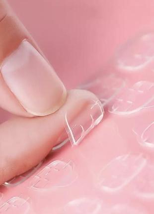 24 шт накладные искусственные ногти со скотчем пуанты омбре градиент розовые средняя длина6 фото