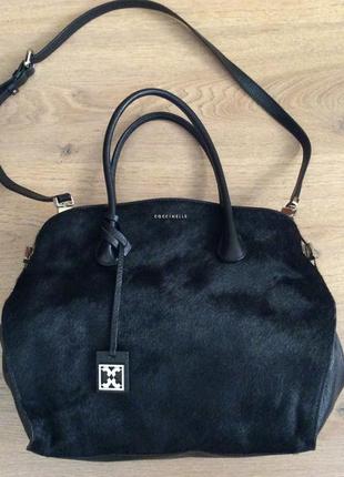 Женская сумка премиум бренда coccinelle оригинал кожа/ мех пони2 фото