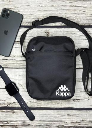Сумка kappa черного цвета / мужская спортивная сумка через плечо каппа / барсетка kappa