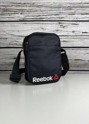 Сумка reebok черного цвета / мужская спортивная сумка через плечо рибок / барсетка reebok2 фото