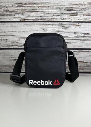 Сумка reebok черного цвета / мужская спортивная сумка через плечо рибок / барсетка reebok1 фото