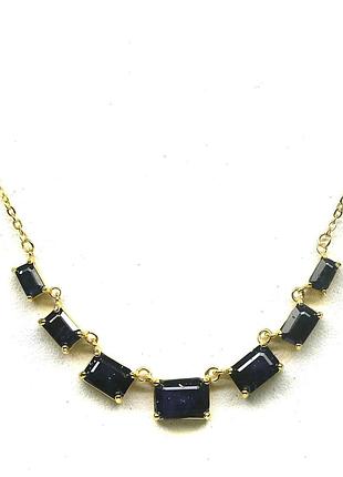 Колье серебро 925 натуральный сапфир