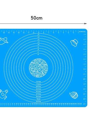 Силиконовый коврик для выпечки 40х50см голубой, силиконовая доска для теста (силіконовий коврик) (st)6 фото