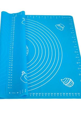 Силиконовый коврик для выпечки 40х50см голубой, силиконовая доска для теста (силіконовий коврик) (st)3 фото